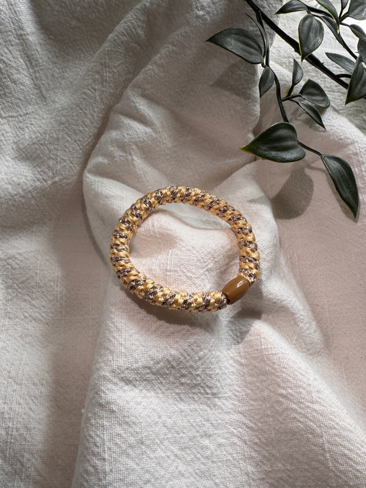 Élastique tressé beige/doré Alba