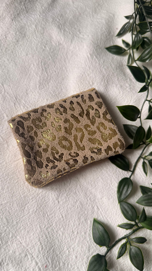 Petit porte-monnaie cuir léopard doré